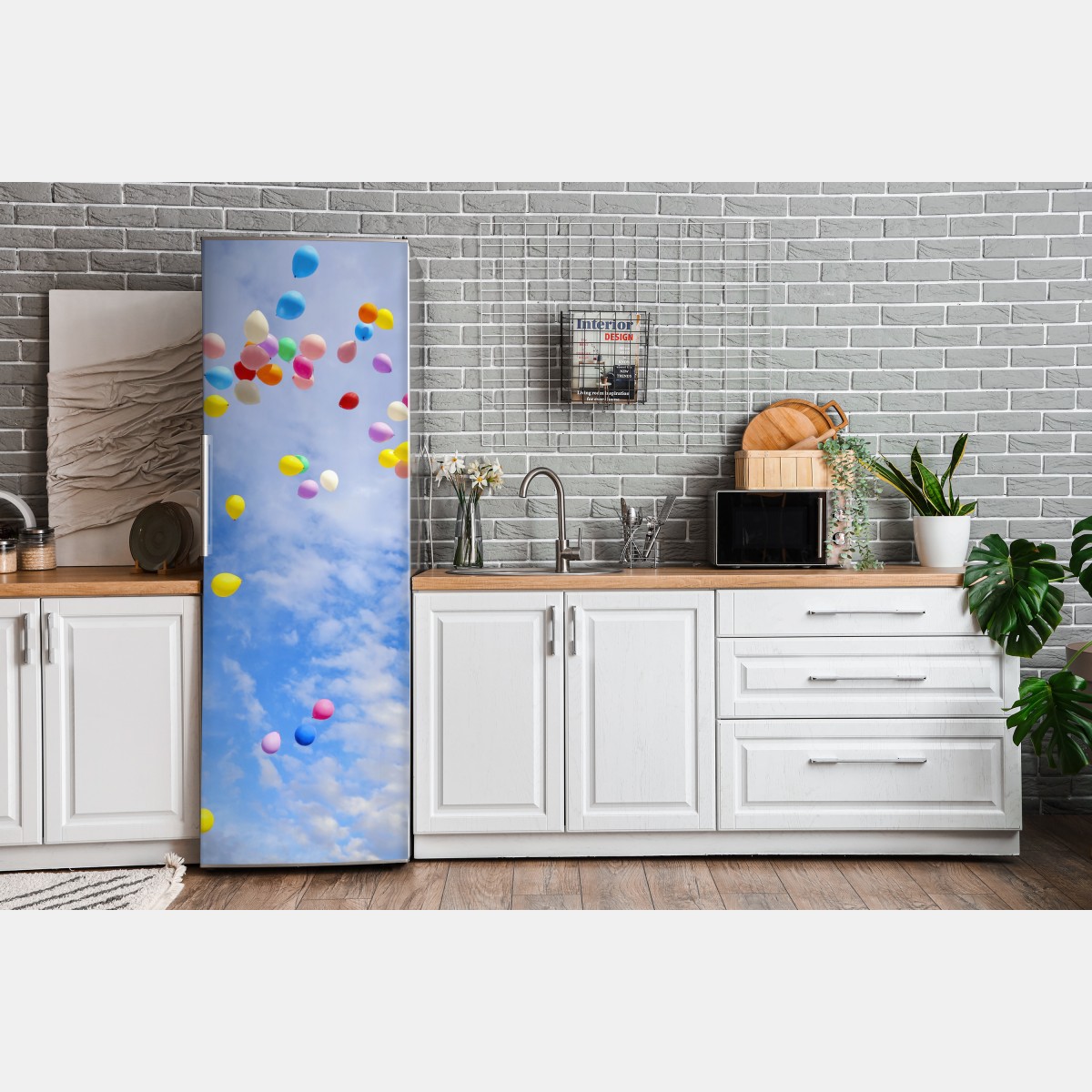 Naklejka na lodówkę kolorowe balony unoszące się w niebie – Wallissimo® Naklejka na lodówkę kolorowe balony unoszące się w niebie – Wallissimo®