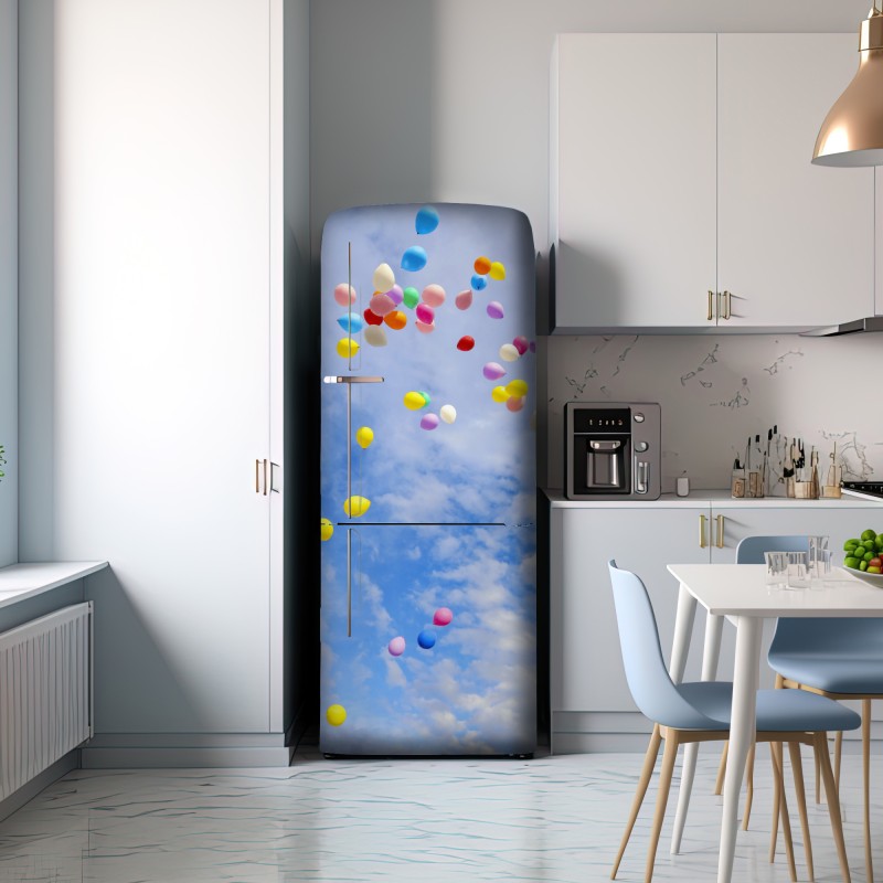 Naklejka na lodówkę kolorowe balony unoszące się w niebie – Wallissimo® Naklejka na lodówkę kolorowe balony unoszące się w niebie – Wallissimo®