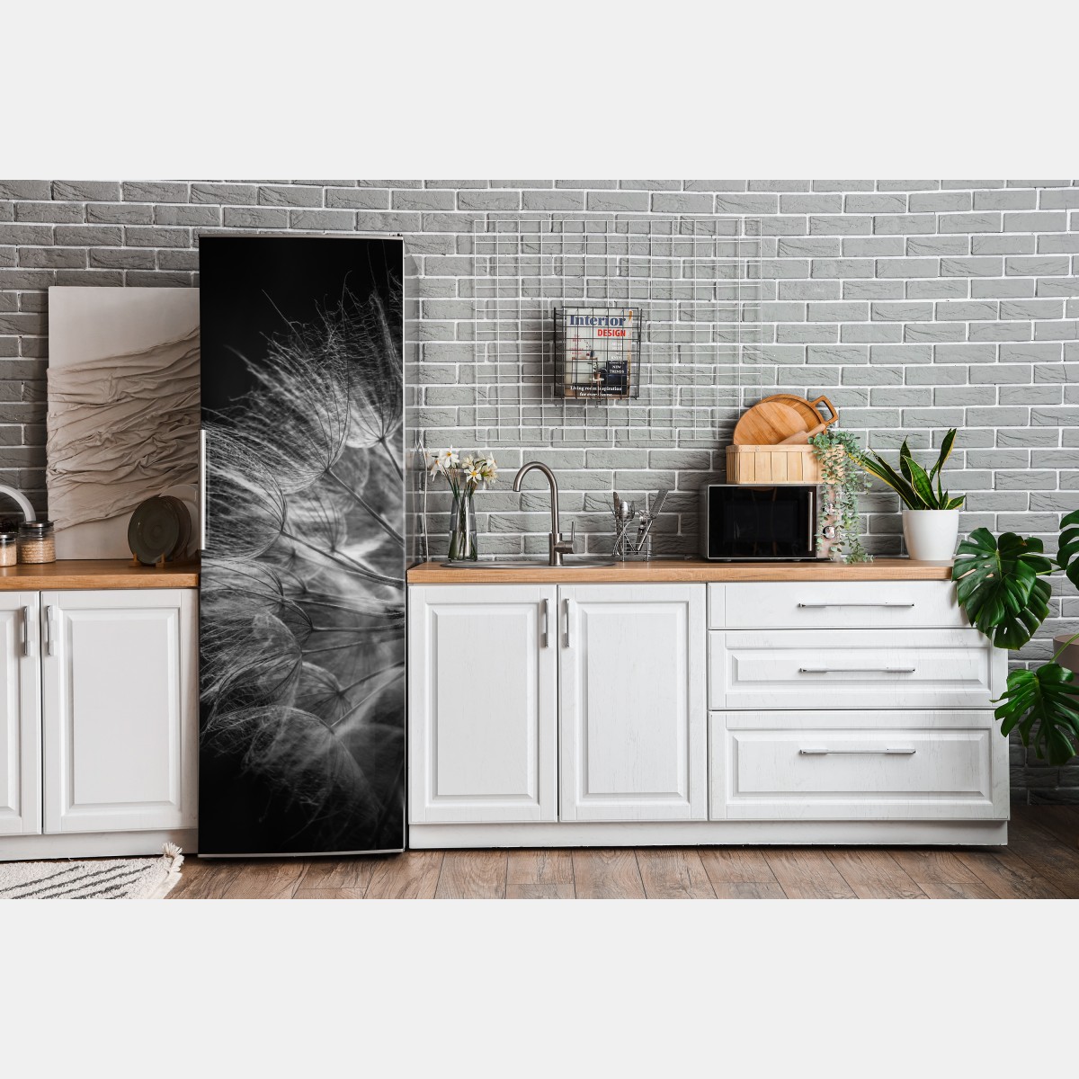 Naklejka na lodówkę delikatny puch dmuchawca w monochromie – Wallissimo® Naklejka na lodówkę delikatny puch dmuchawca w monochromie – Wallissimo®