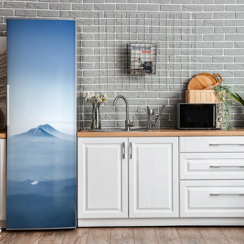 Naklejka na lodówkę tropikalny wzór z ananasami na żółtym tle – Wallissimo®