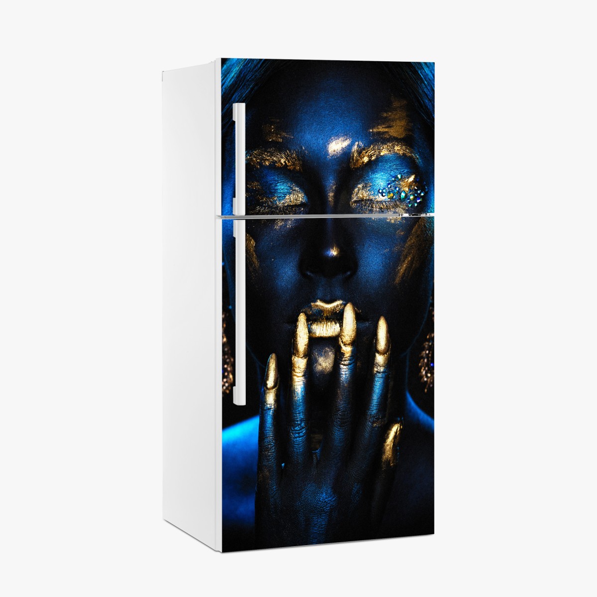 Fridge sticker midnight goddess with gold and sapphire body paint – Wallissimo®