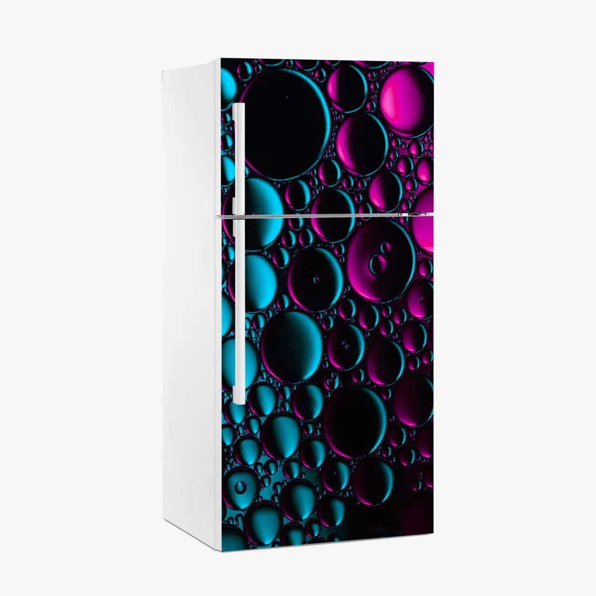 Naklejka na lodówkę turkusowo-magenta wzór bąbelków – Wallissimo® Naklejka na lodówkę turkusowo-magenta wzór bąbelków – Wallissimo®
