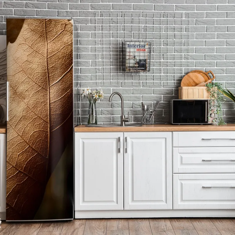 Naklejka na lodówkę delikatny turkusowy wzór liści – Wallissimo®