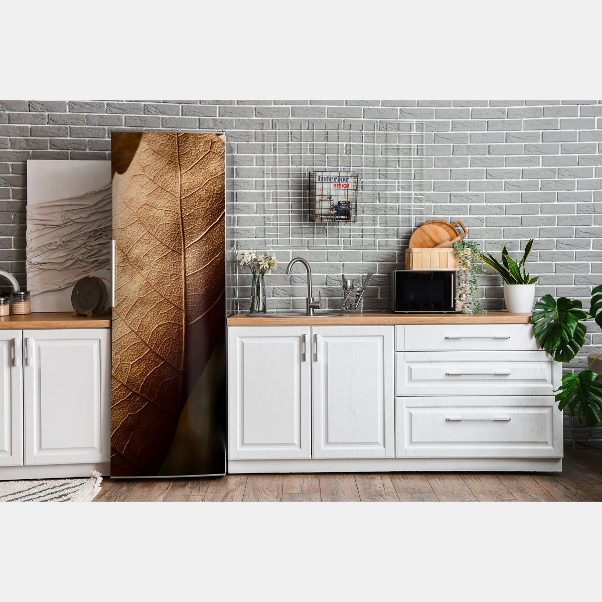 Naklejka na lodówkę tekstura suchego liścia w zbliżeniu – Wallissimo® Naklejka na lodówkę tekstura suchego liścia w zbliżeniu – Wallissimo®