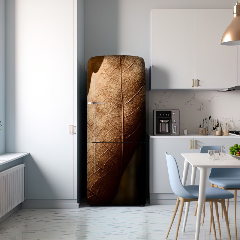 Naklejka na lodówkę tekstura suchego liścia w zbliżeniu – Wallissimo® Naklejka na lodówkę tekstura suchego liścia w zbliżeniu – Wallissimo®