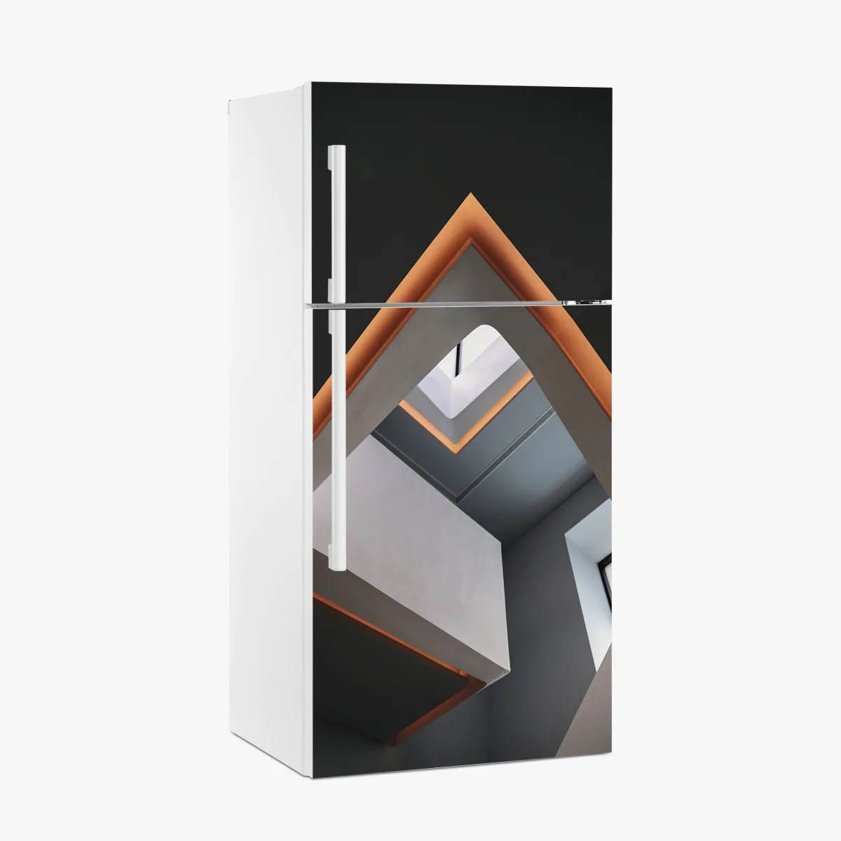 Naklejka na lodówkę minimalistyczne geometryczne wnętrze z świetlikiem – Wallissimo® Naklejka na lodówkę minimalistyczne geometryczne wnętrze z świetlikiem – Wallissimo®