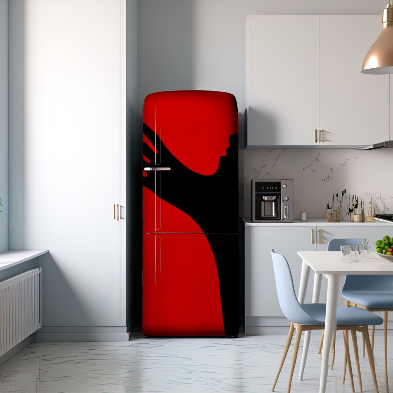 Naklejka na lodówkę odważna czerwono-czarna sylwetka – Wallissimo® Naklejka na lodówkę odważna czerwono-czarna sylwetka – Wallissimo®