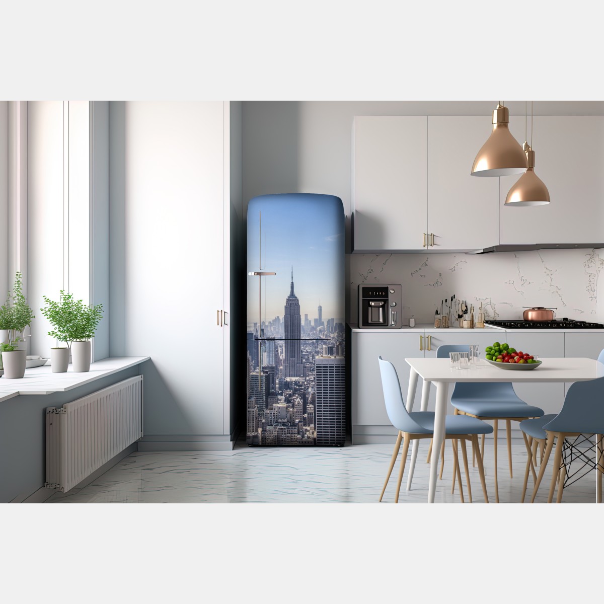 Naklejka na lodówkę panorama Nowego Jorku z Empire State Building – Wallissimo® Naklejka na lodówkę panorama Nowego Jorku z Empire State Building – Wallissimo®