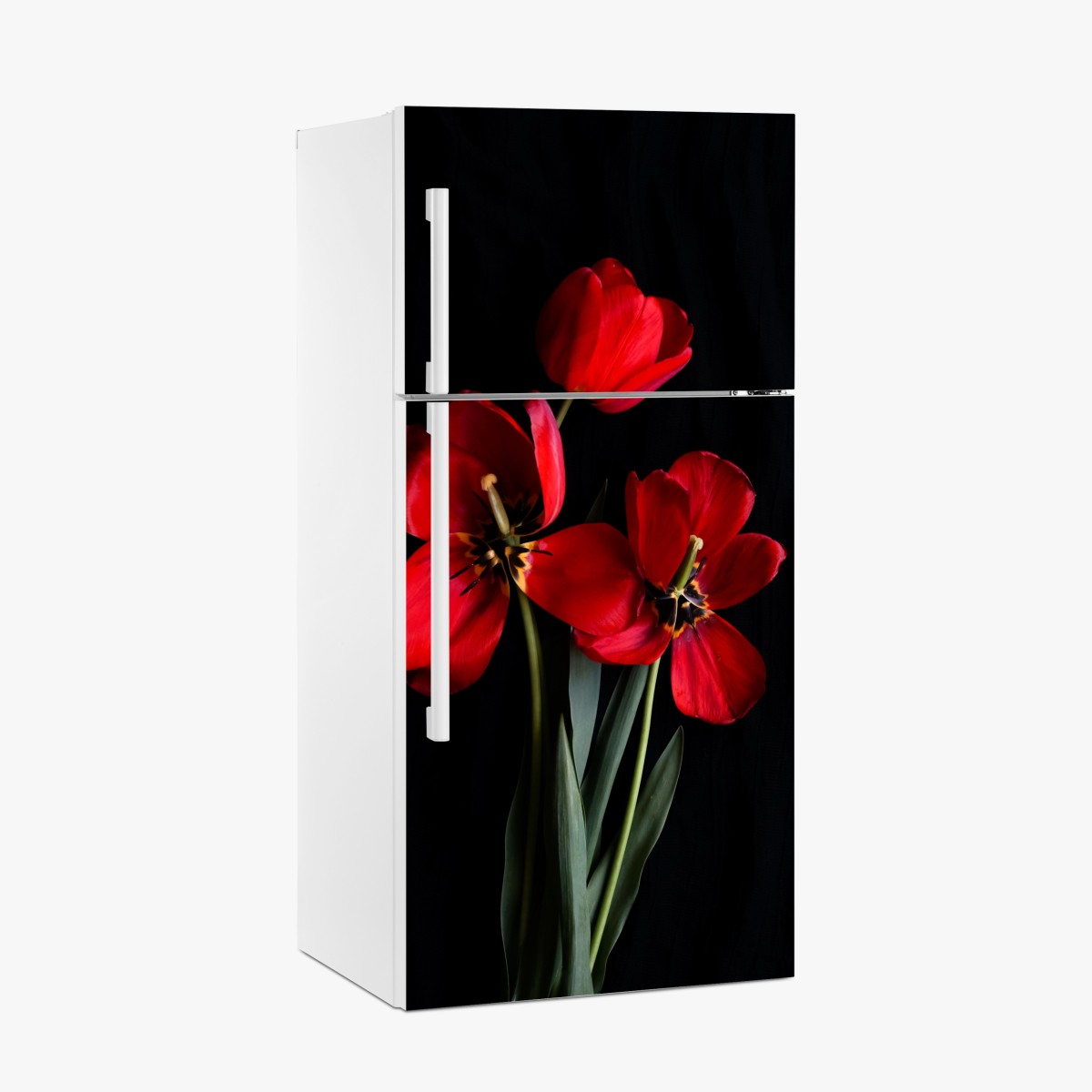 Fridge sticker three red tulips on black – Wallissimo®