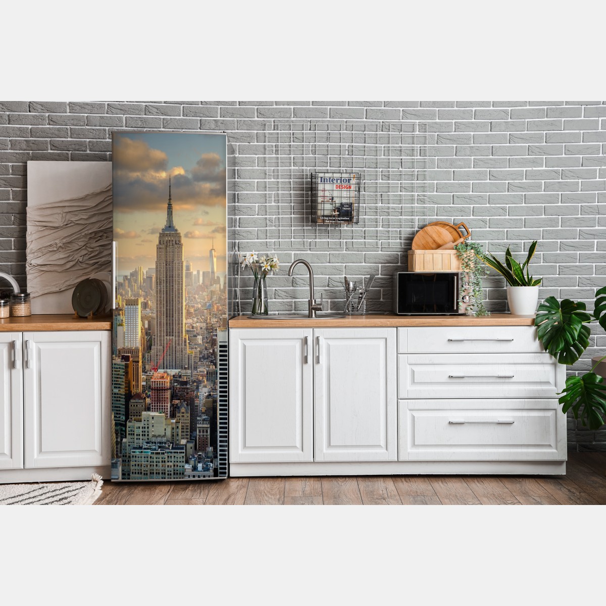 Naklejka na lodówkę panorama Nowego Jorku o zachodzie słońca – Wallissimo® Naklejka na lodówkę panorama Nowego Jorku o zachodzie słońca – Wallissimo®
