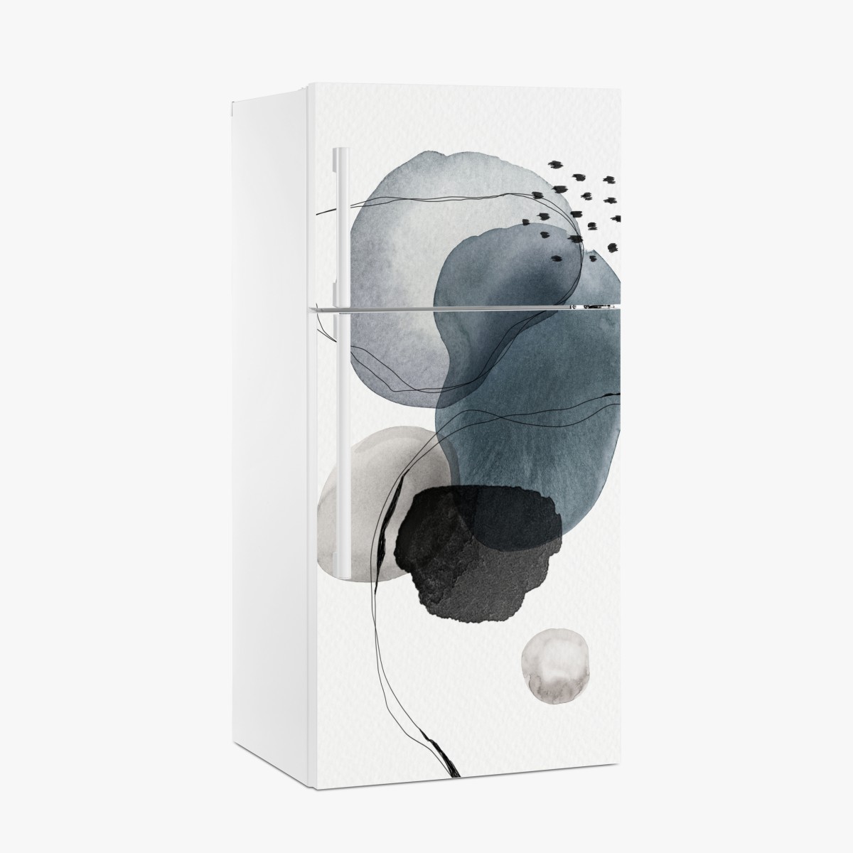 Fridge sticker serene blue watercolor orbs – Wallissimo®