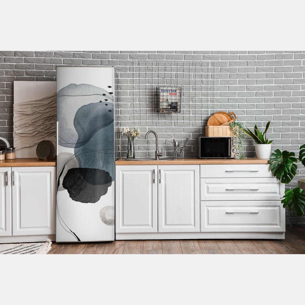 Naklejka na lodówkę spokojne niebieskie akwarelowe kule – Wallissimo® Naklejka na lodówkę spokojne niebieskie akwarelowe kule – Wallissimo®