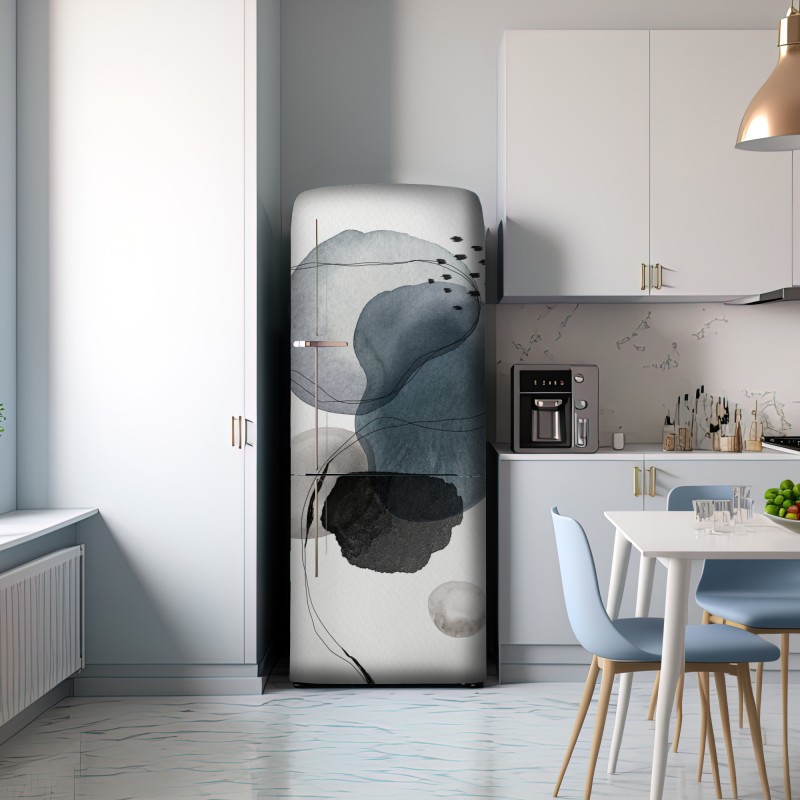 Naklejka na lodówkę spokojne niebieskie akwarelowe kule – Wallissimo® Naklejka na lodówkę spokojne niebieskie akwarelowe kule – Wallissimo®