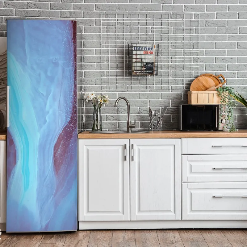 Naklejka na lodówkę eteryczna turkusowo-różowa marmurowa abstrakcja – Wallissimo® Naklejka na lodówkę eteryczna turkusowo-różowa marmurowa abstrakcja – Wallissimo®