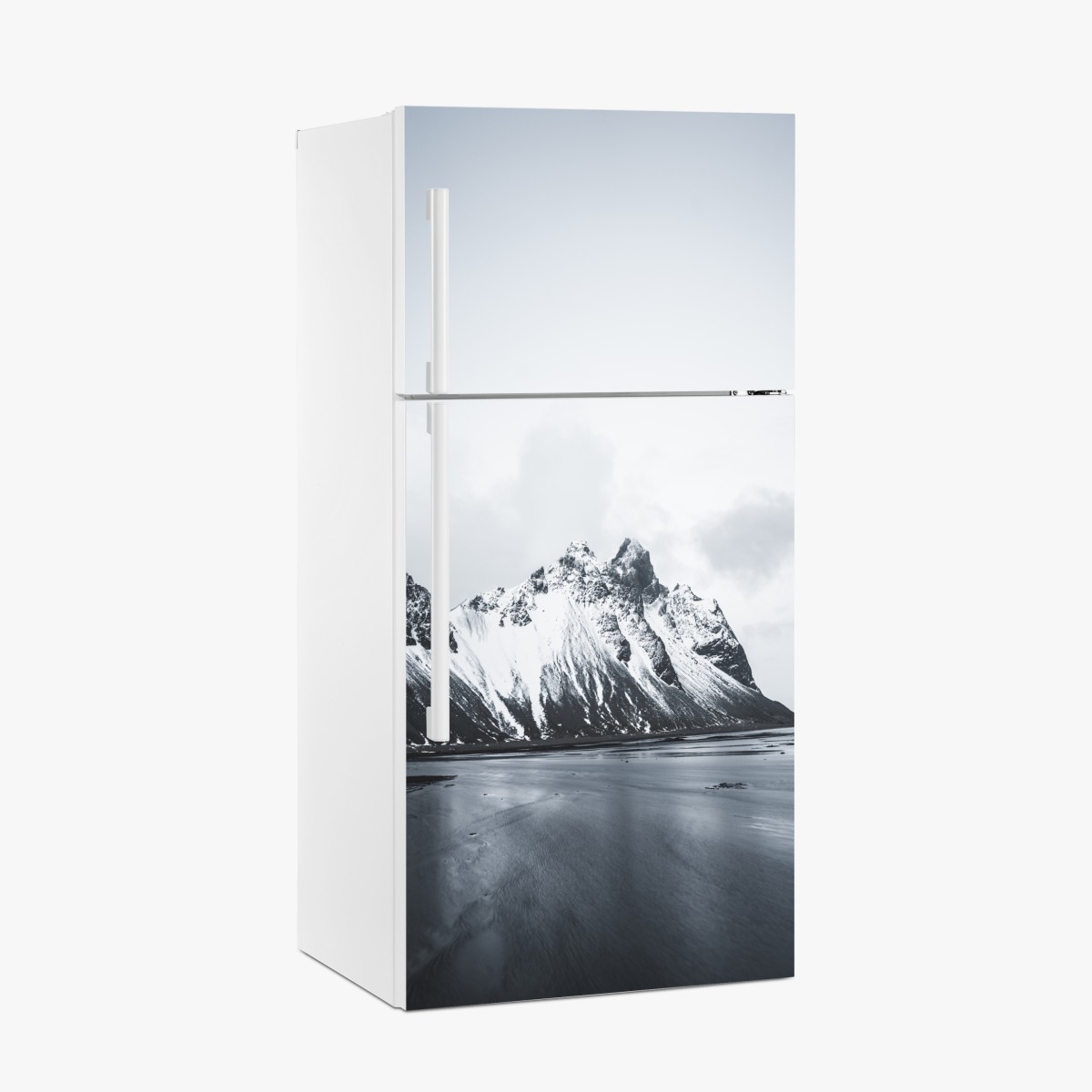 Fridge sticker serene snow-capped mountain seascape – Wallissimo®