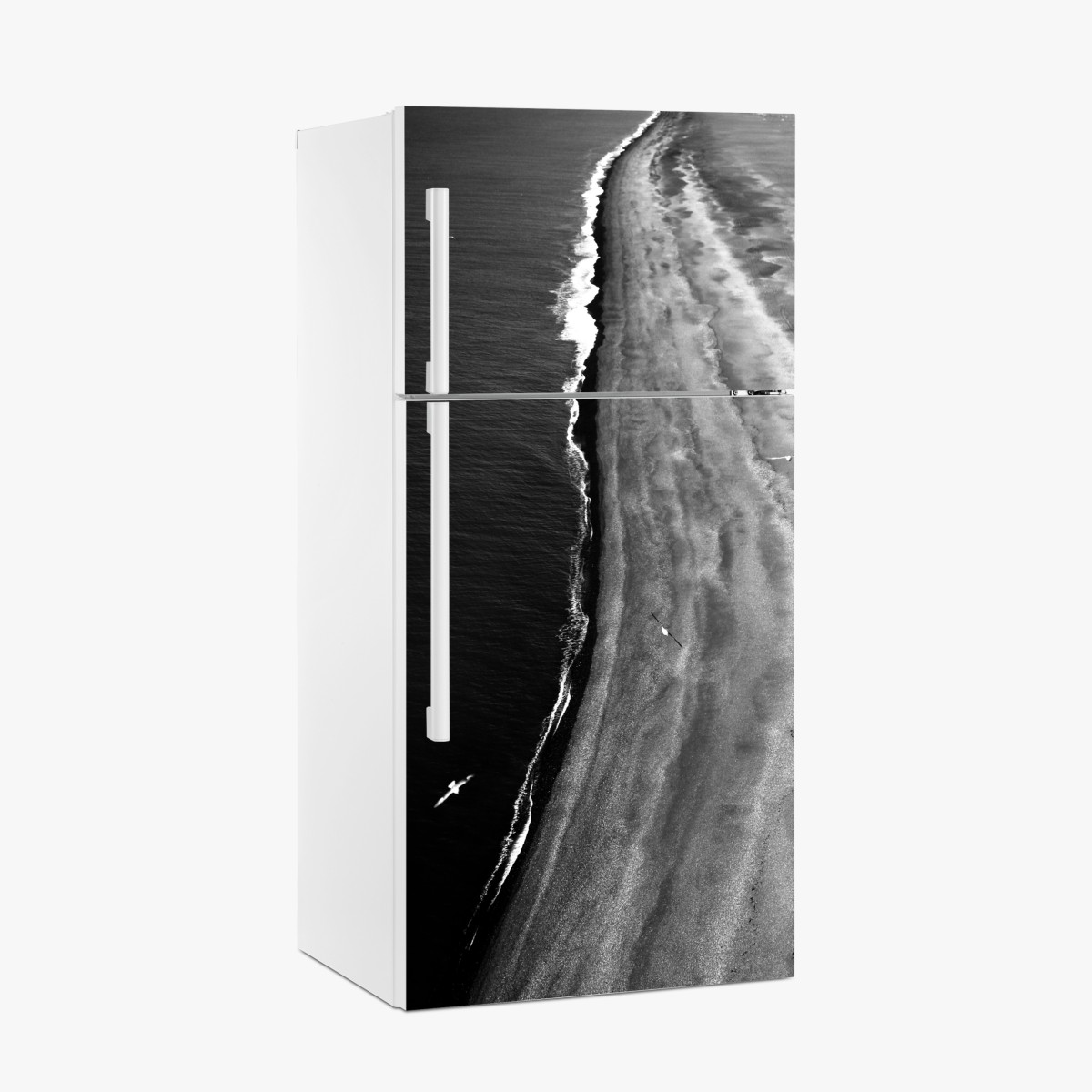 Fridge sticker aerial monochrome beach coastline – Wallissimo®