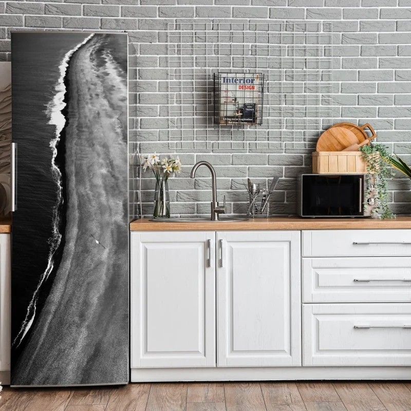 Naklejka na lodówkę monochromatyczne wybrzeże z lotu ptaka – Wallissimo® Naklejka na lodówkę monochromatyczne wybrzeże z lotu ptaka – Wallissimo®