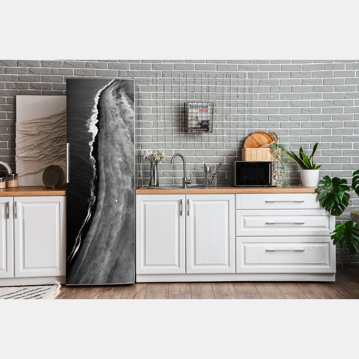 Naklejka na lodówkę monochromatyczne wybrzeże z lotu ptaka – Wallissimo® Naklejka na lodówkę monochromatyczne wybrzeże z lotu ptaka – Wallissimo®