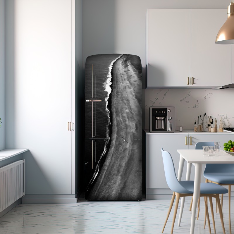 Naklejka na lodówkę monochromatyczne wybrzeże z lotu ptaka – Wallissimo® Naklejka na lodówkę monochromatyczne wybrzeże z lotu ptaka – Wallissimo®