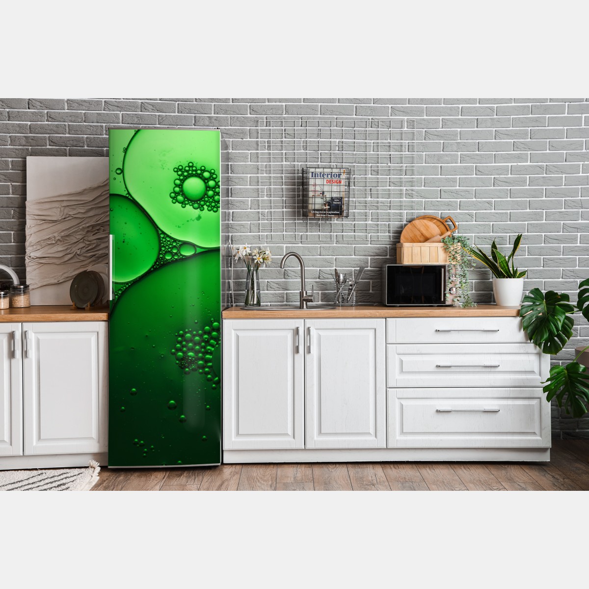 Naklejka na lodówkę zielone bańki abstrakcyjna kompozycja – Wallissimo® Naklejka na lodówkę zielone bańki abstrakcyjna kompozycja – Wallissimo®