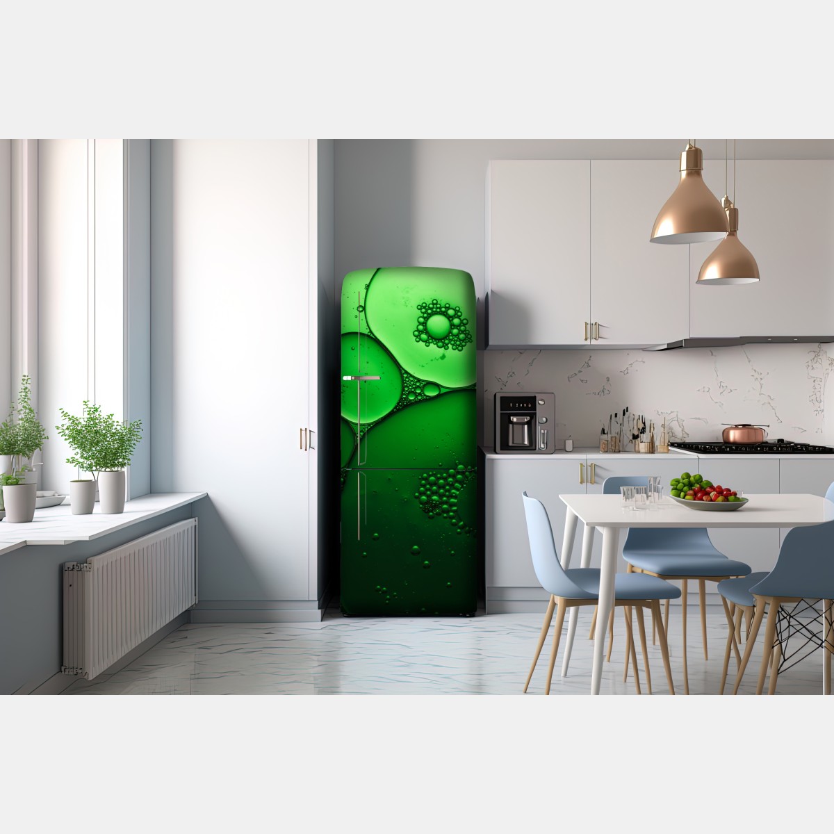 Naklejka na lodówkę zielone bańki abstrakcyjna kompozycja – Wallissimo® Naklejka na lodówkę zielone bańki abstrakcyjna kompozycja – Wallissimo®
