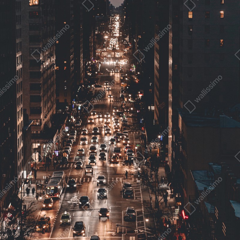 Naklejka na lodówkę Manhattan nocna aleja – Wallissimo® Naklejka na lodówkę Manhattan nocna aleja – Wallissimo®