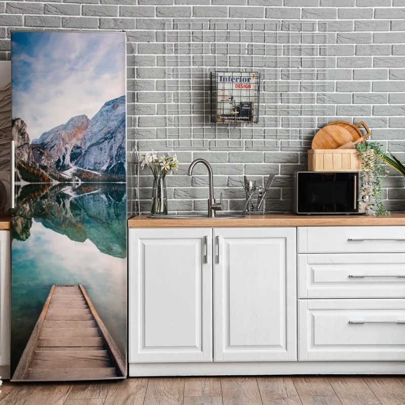 Naklejka na lodówkę elegancki szary wzór damasceński – Wallissimo®