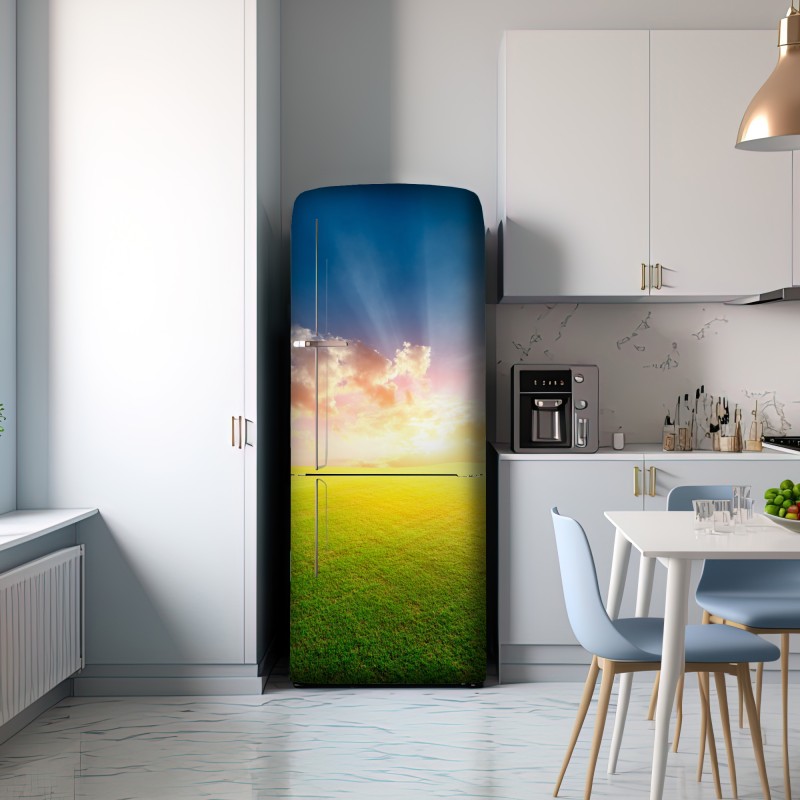 Naklejka na lodówkę słoneczna łąka o zmierzchu – Wallissimo® Naklejka na lodówkę słoneczna łąka o zmierzchu – Wallissimo®