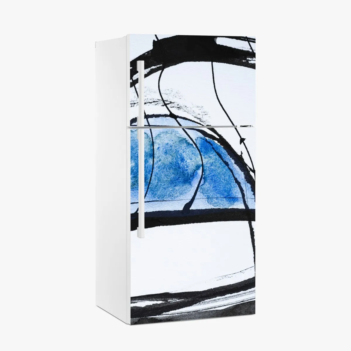 Naklejka na lodówkę niebieska abstrakcja tuszem i akwarelą – Wallissimo® Naklejka na lodówkę niebieska abstrakcja tuszem i akwarelą – Wallissimo®