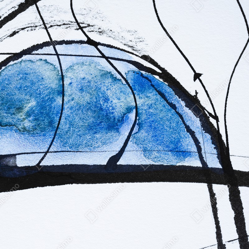 Naklejka na lodówkę niebieska abstrakcja tuszem i akwarelą – Wallissimo® Naklejka na lodówkę niebieska abstrakcja tuszem i akwarelą – Wallissimo®