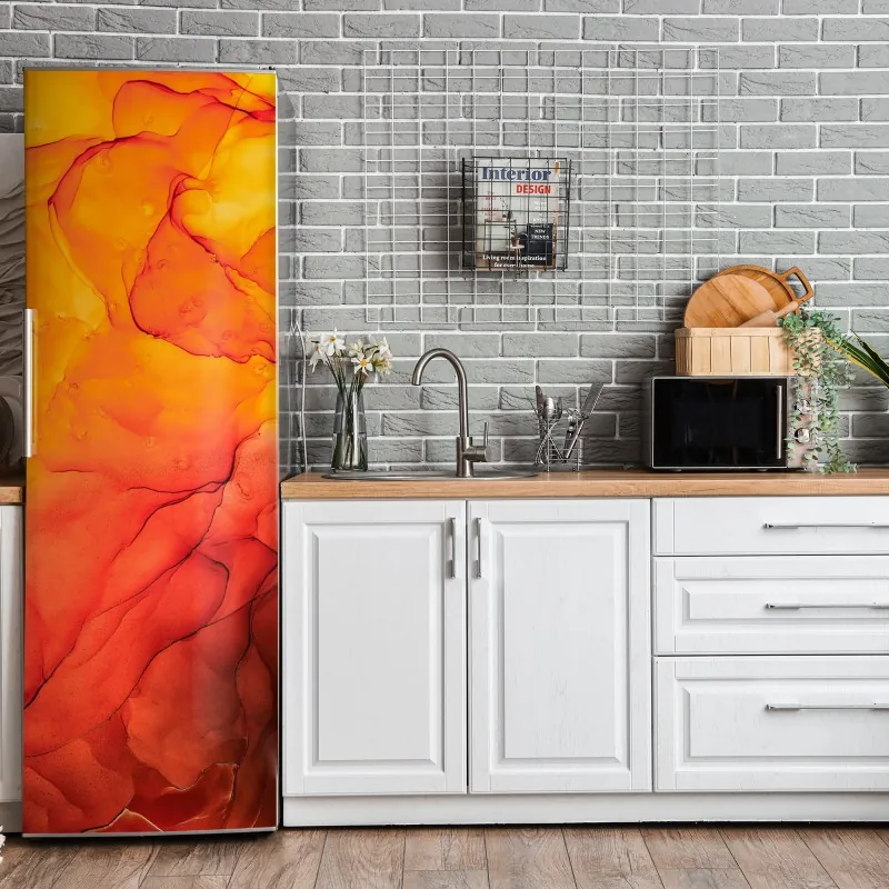 Naklejka na lodówkę oceaniczny błękit i złote zawirowania – Wallissimo®