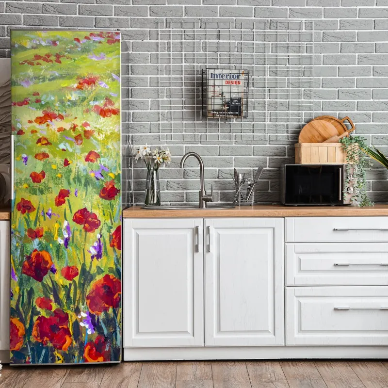 Naklejka na lodówkę delikatny turkusowy wzór liści – Wallissimo®