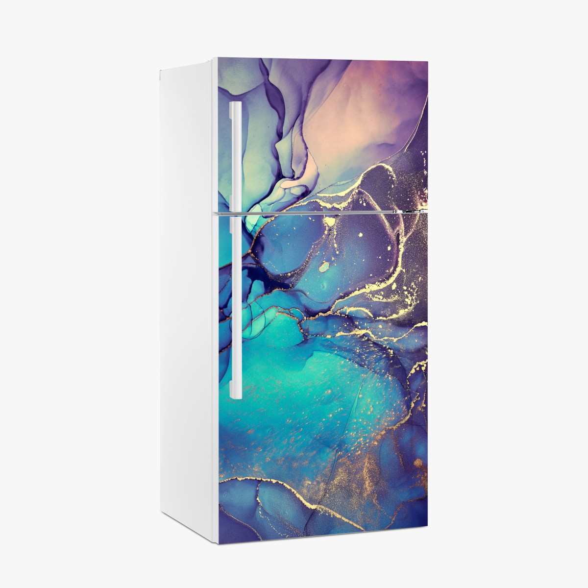 Fridge sticker turquoise and gold fluid marble – Wallissimo®
