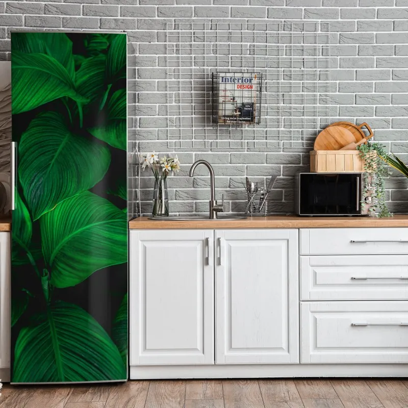 Naklejka na lodówkę pastelowy turkusowy wzór kwiatowy na miętowym tle – Wallissimo®