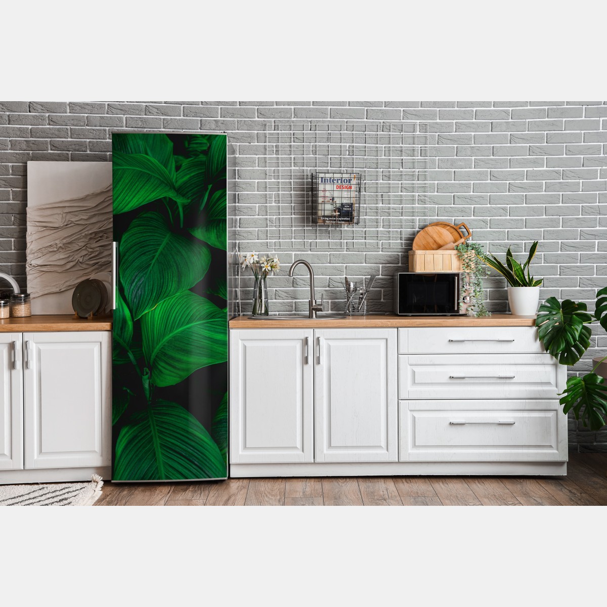 Naklejka na lodówkę bujne tropikalne liście – Wallissimo® Naklejka na lodówkę bujne tropikalne liście – Wallissimo®