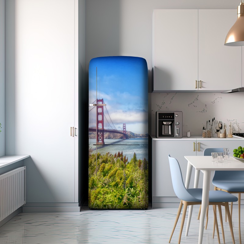 Naklejka na lodówkę Golden Gate nad zatoką San Francisco – Wallissimo® Naklejka na lodówkę Golden Gate nad zatoką San Francisco – Wallissimo®