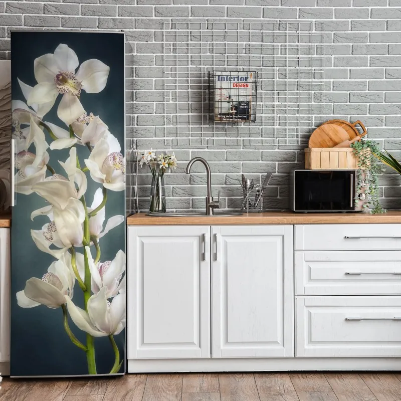 Naklejka na lodówkę elegancki szary wzór damasceński – Wallissimo®