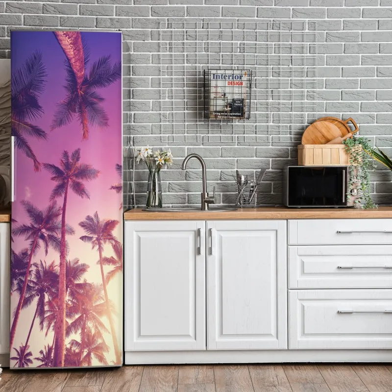 Naklejka na lodówkę wzór tropikalnych liści monstery – Wallissimo®