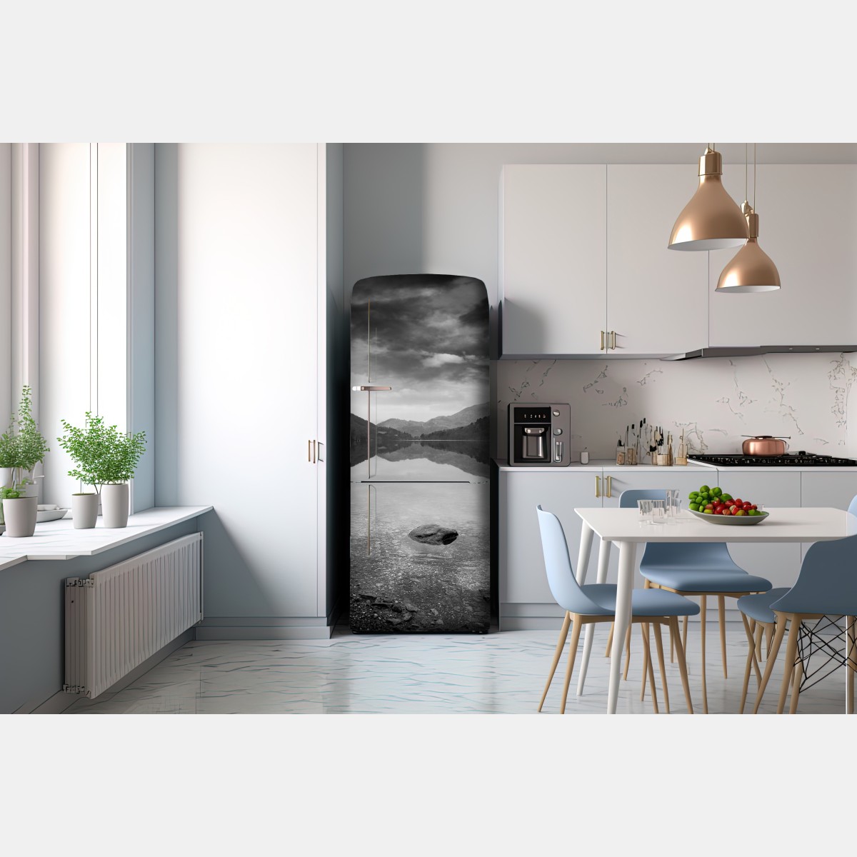 Naklejka na lodówkę spokojne jezioro z górskim odbiciem – Wallissimo® Naklejka na lodówkę spokojne jezioro z górskim odbiciem – Wallissimo®