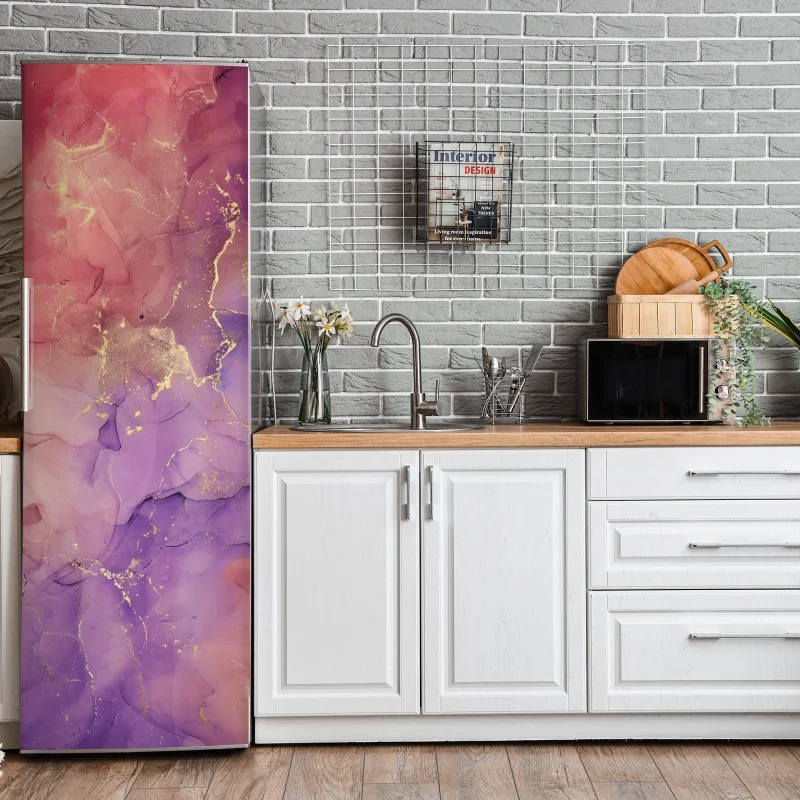 Naklejka na lodówkę ornamentalny złoty wzór chmur – Wallissimo®