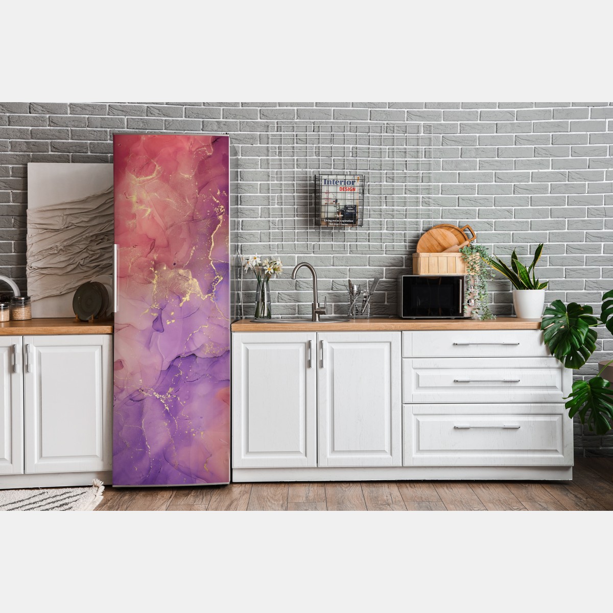 Naklejka na lodówkę eteryczna różowo-fioletowa marmurowa grafika – Wallissimo® Naklejka na lodówkę eteryczna różowo-fioletowa marmurowa grafika – Wallissimo®