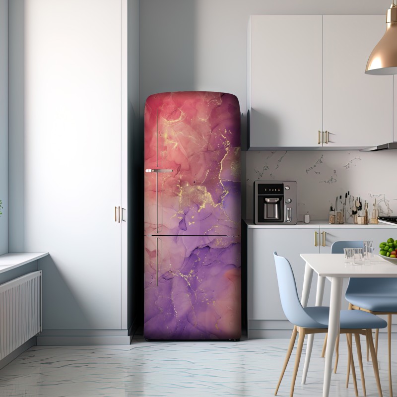Naklejka na lodówkę eteryczna różowo-fioletowa marmurowa grafika – Wallissimo® Naklejka na lodówkę eteryczna różowo-fioletowa marmurowa grafika – Wallissimo®