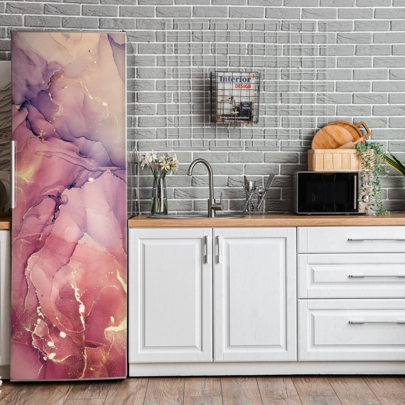 Naklejka na lodówkę eteryczna fioletowa abstrakcja marmurowa – Wallissimo® Naklejka na lodówkę eteryczna fioletowa abstrakcja marmurowa – Wallissimo®