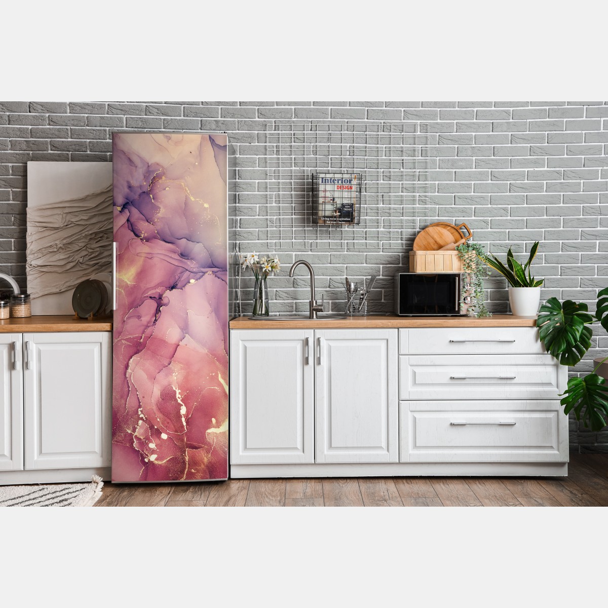 Naklejka na lodówkę eteryczna fioletowa abstrakcja marmurowa – Wallissimo® Naklejka na lodówkę eteryczna fioletowa abstrakcja marmurowa – Wallissimo®