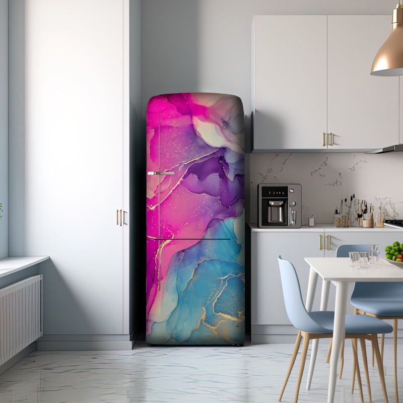 Naklejka na lodówkę wibrująca marmurowa kompozycja alkoholowego tuszu – Wallissimo® Naklejka na lodówkę wibrująca marmurowa kompozycja alkoholowego tuszu – Wallissimo®