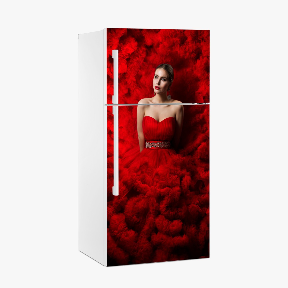 Fridge sticker elegant red gown portrait – Wallissimo®