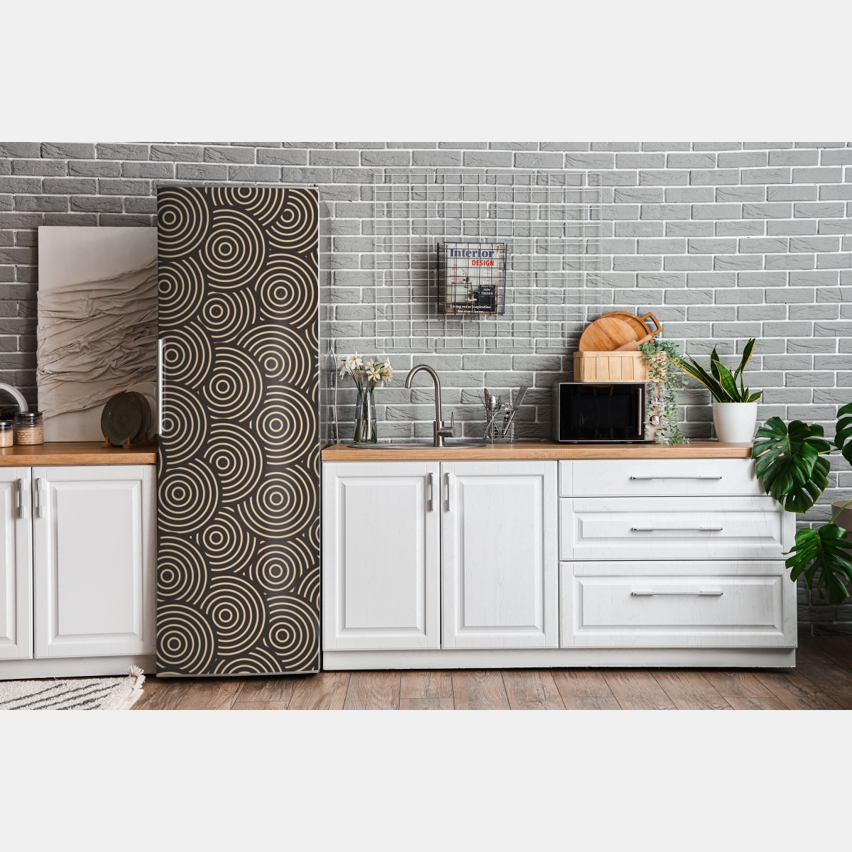 Naklejka na lodówkę retro koncentryczne koła – Wallissimo® Naklejka na lodówkę retro koncentryczne koła – Wallissimo®