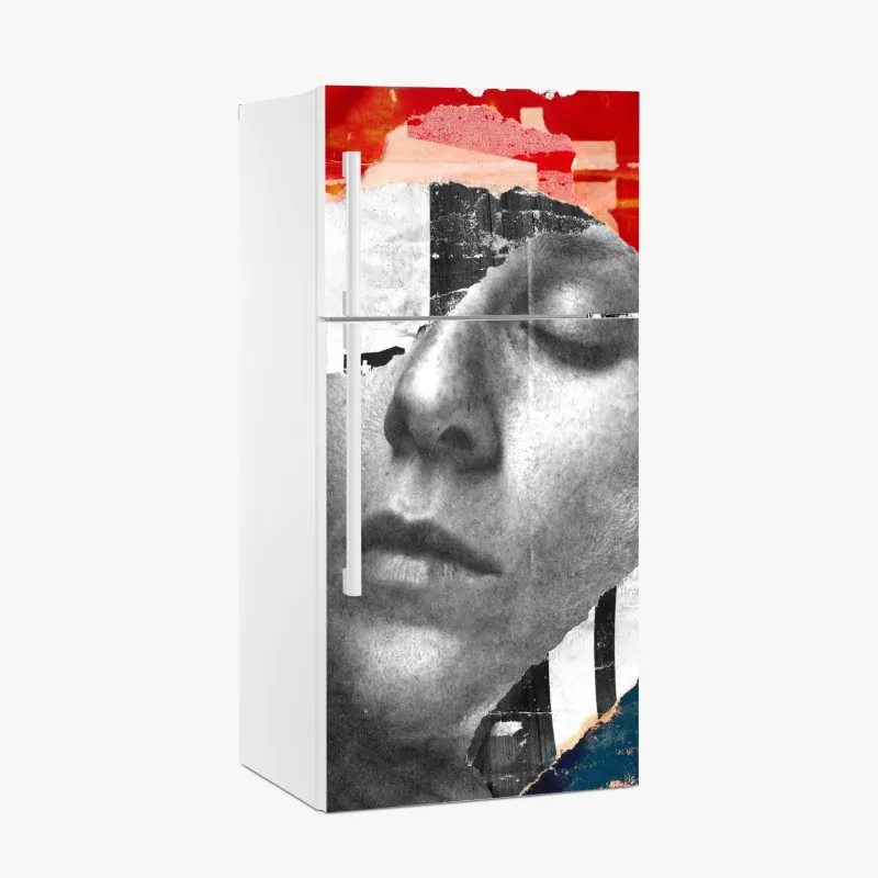 Naklejka na lodówkę rozdarty portret kolaż