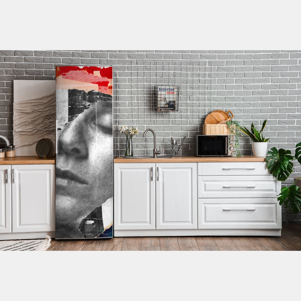 Naklejka na lodówkę rozdarty portret kolaż – Wallissimo® Naklejka na lodówkę rozdarty portret kolaż – Wallissimo®