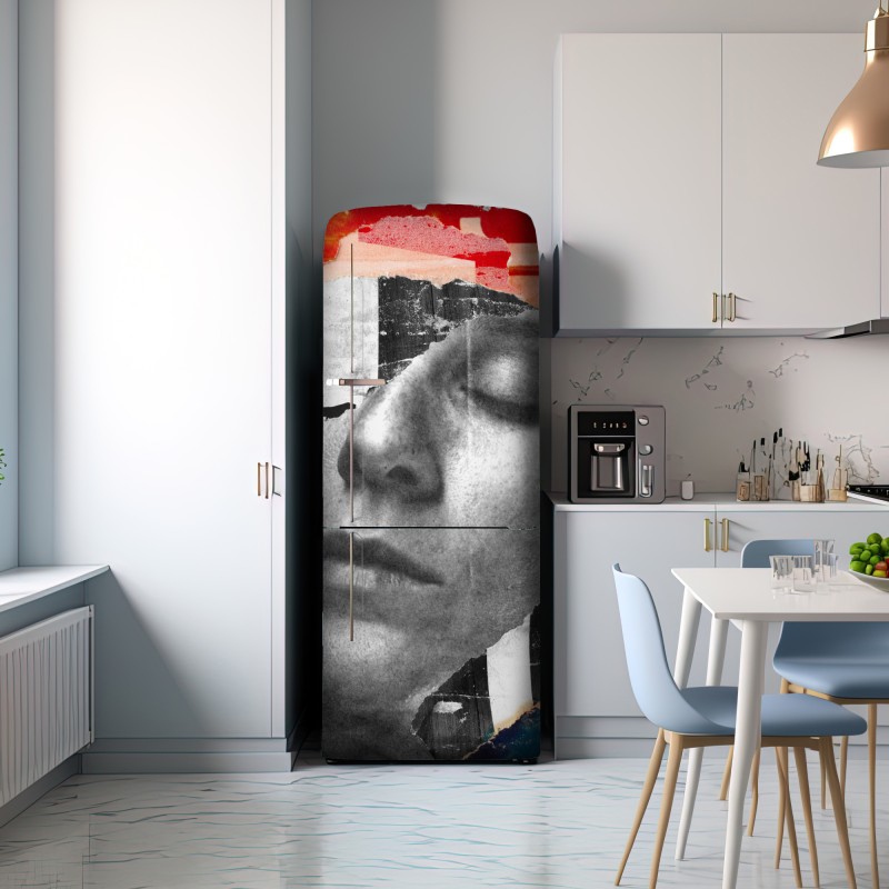 Naklejka na lodówkę rozdarty portret kolaż – Wallissimo® Naklejka na lodówkę rozdarty portret kolaż – Wallissimo®